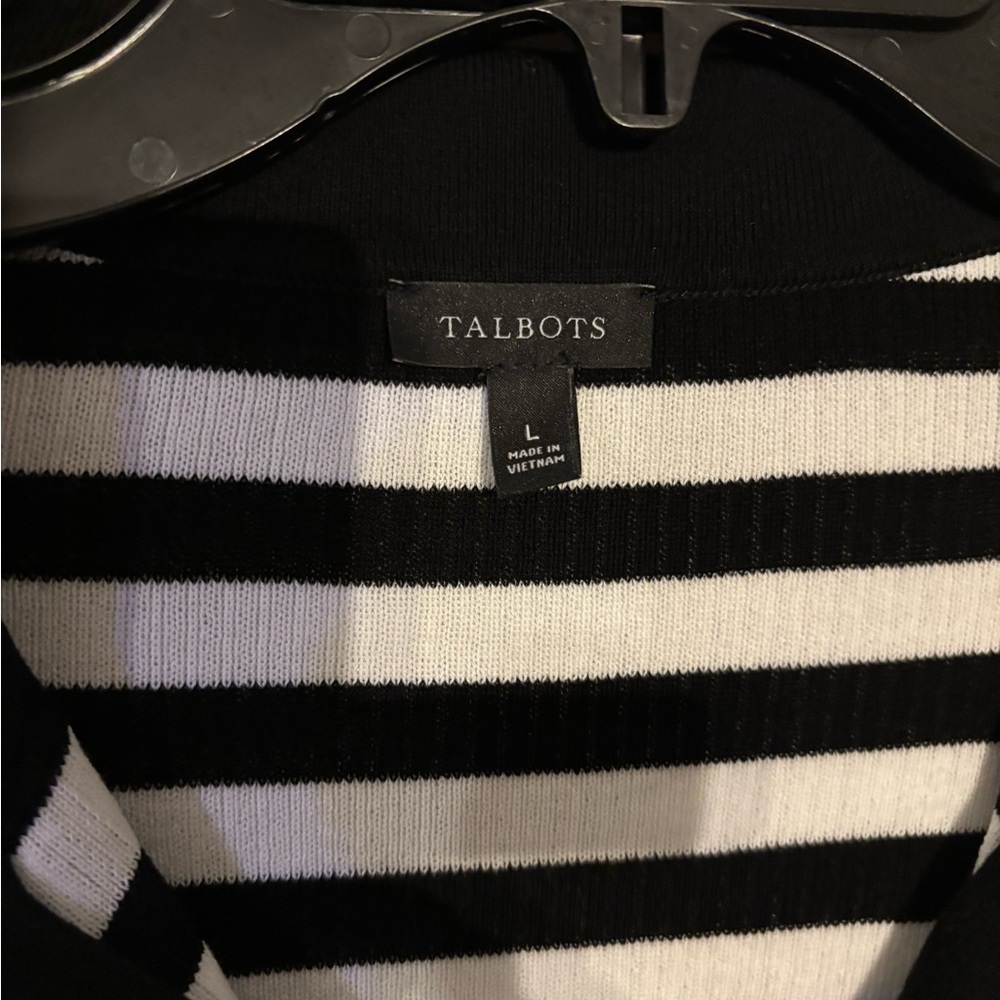 Talbots Black and White Striped Blouse - Picture 5 of 9